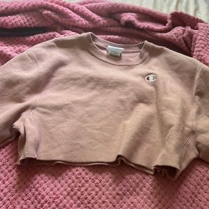 Pink Cropped Champion Crewneck